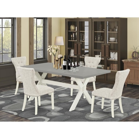 East West Furniture 5 Piece X-Style Dinette Set - Linen White X097GA235-5